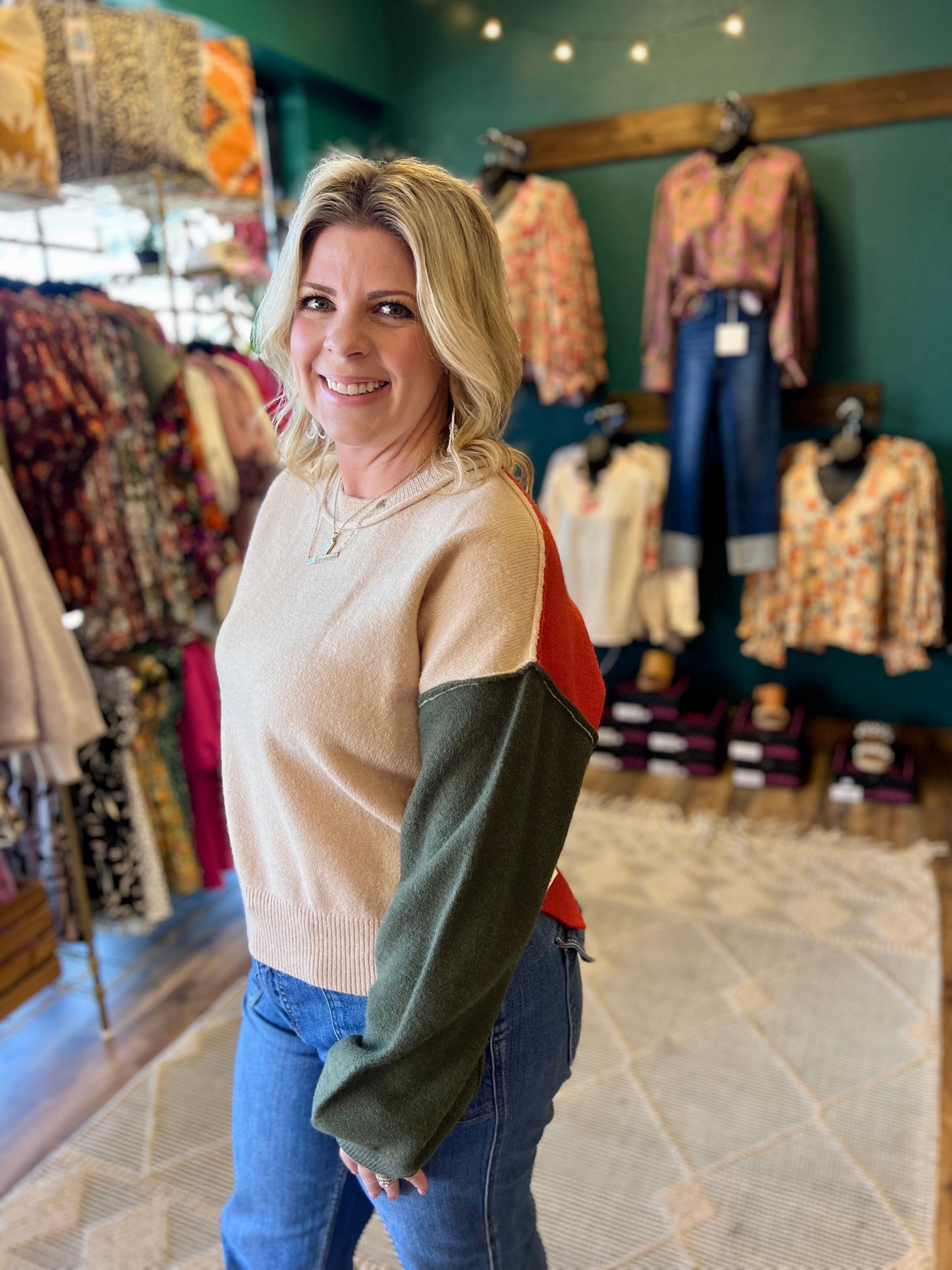 Tri Color Round Neck Sweater