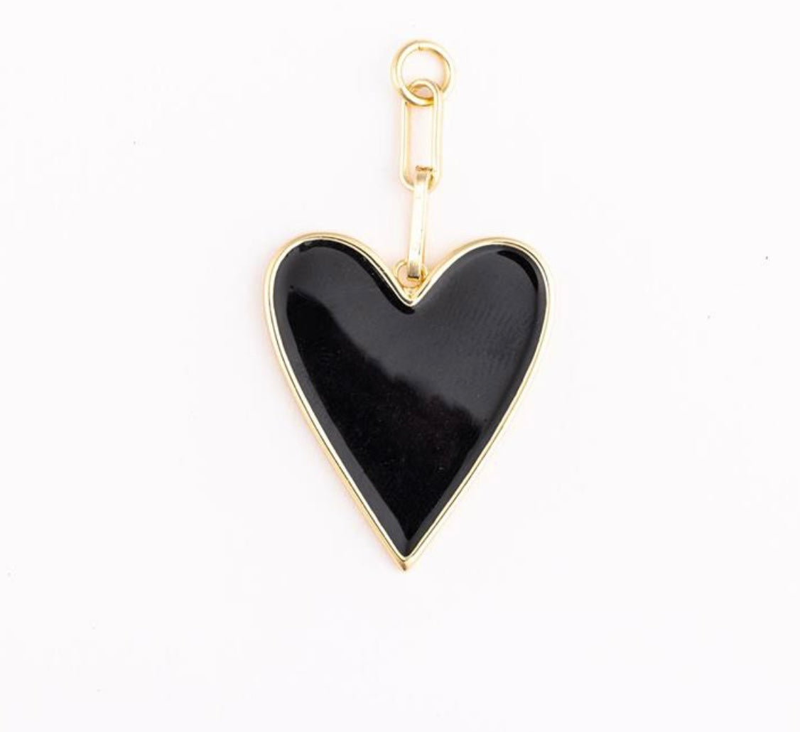 Black Enamel Heart Bag Charm