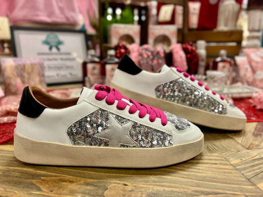 Silver Sequin Tennis Shoe