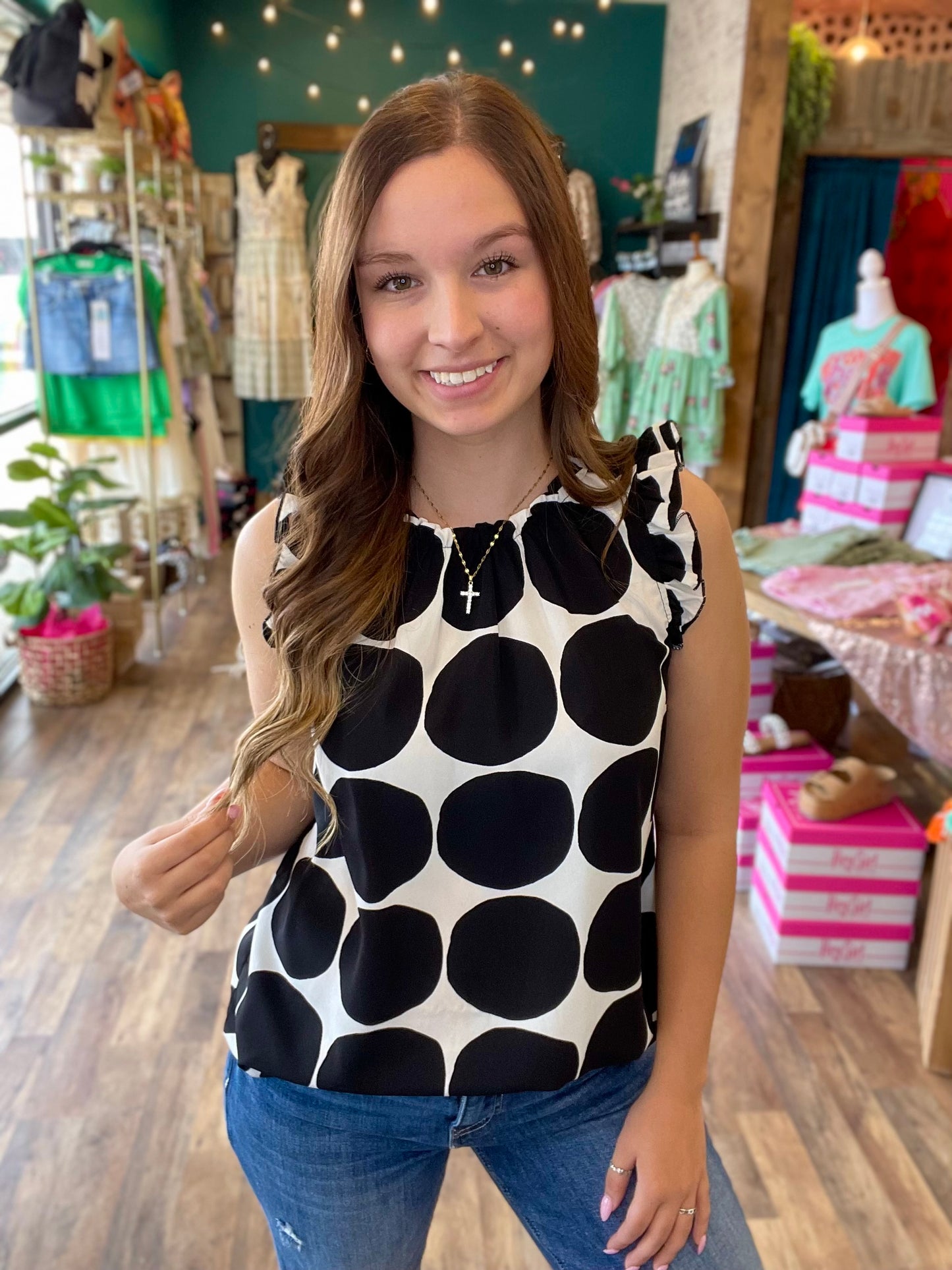 Polka Dot Sleeveless Top
