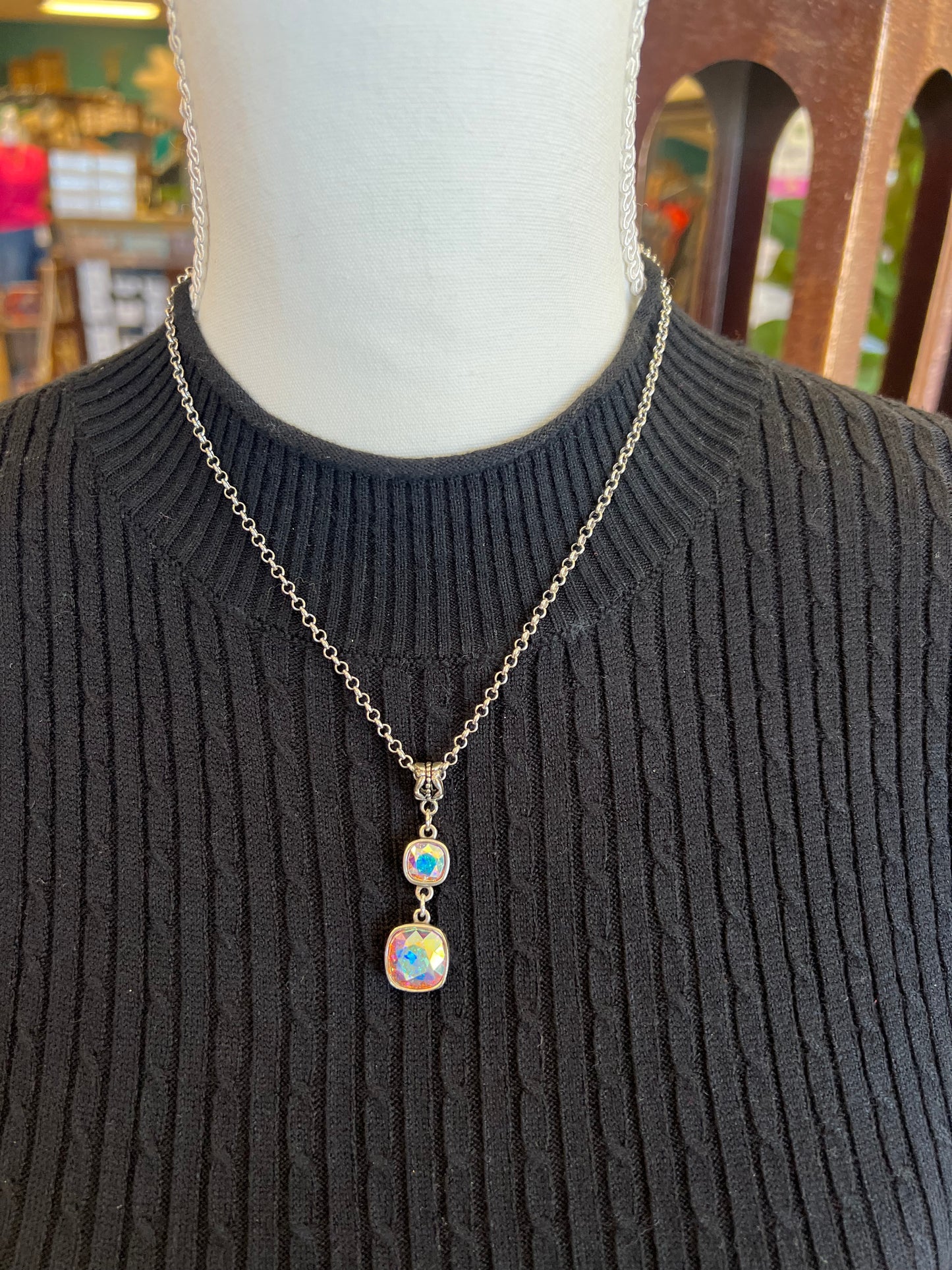 Silver Double Drop Necklace