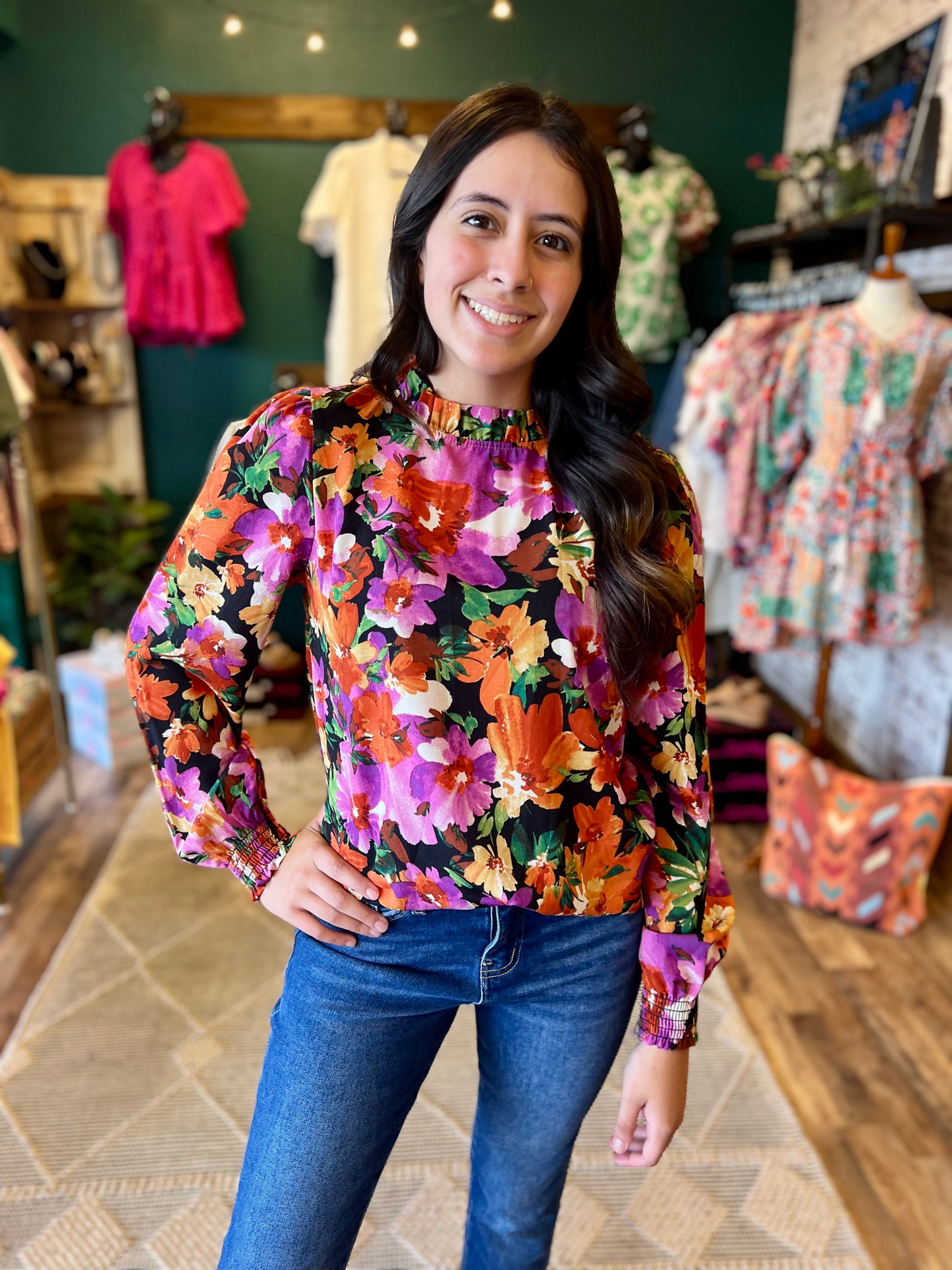 Floral Mock Neck Top