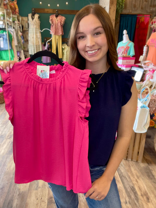 Solid Shirring Neck Top