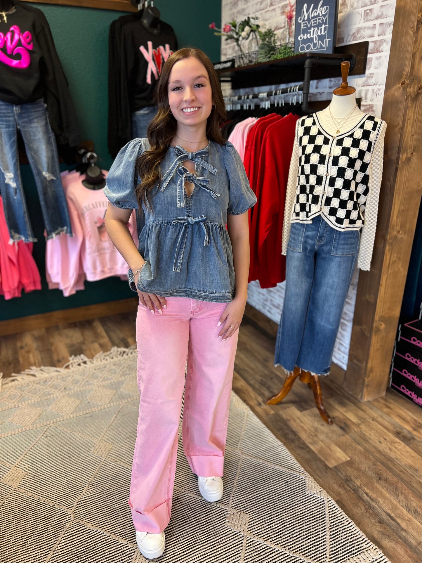 Rose 90’s Stretch Cuffed Hem High Rise Straight Jean