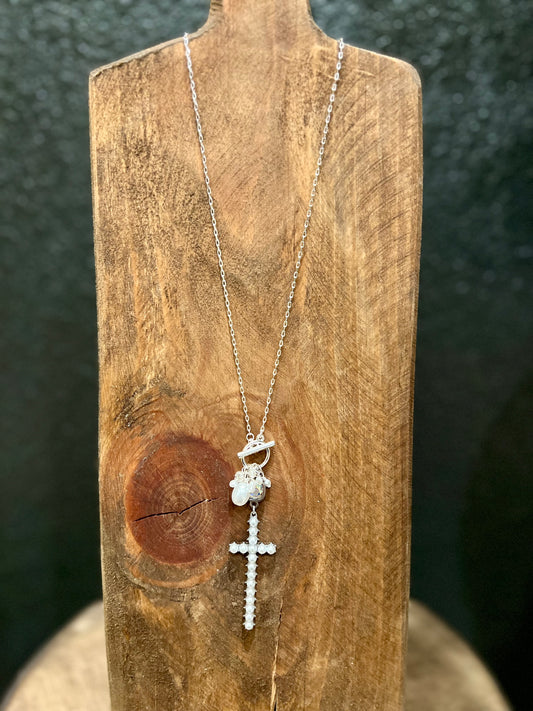Front Toggle Cross Charm Necklace