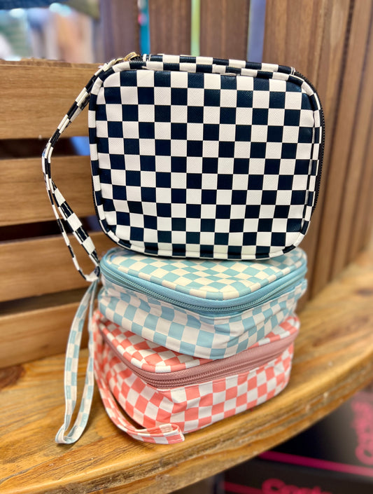 Checkered Travel Zipper Bag