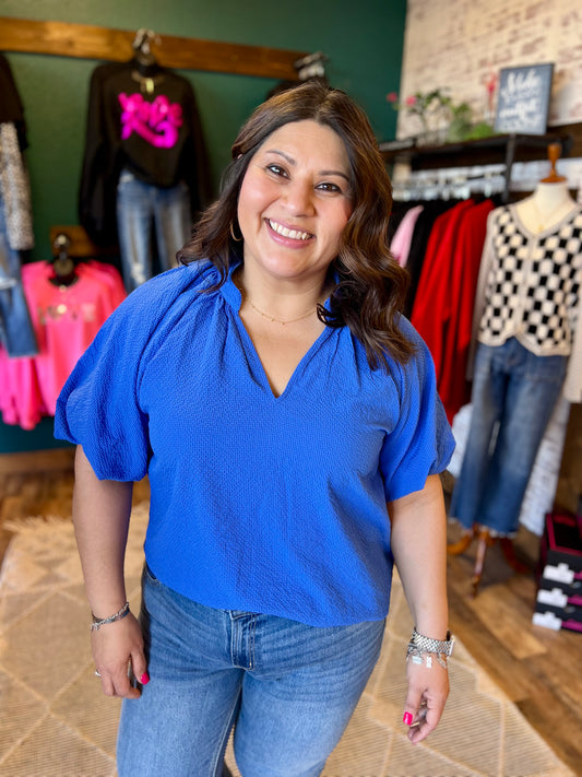 Textured Scalloped Edge Top