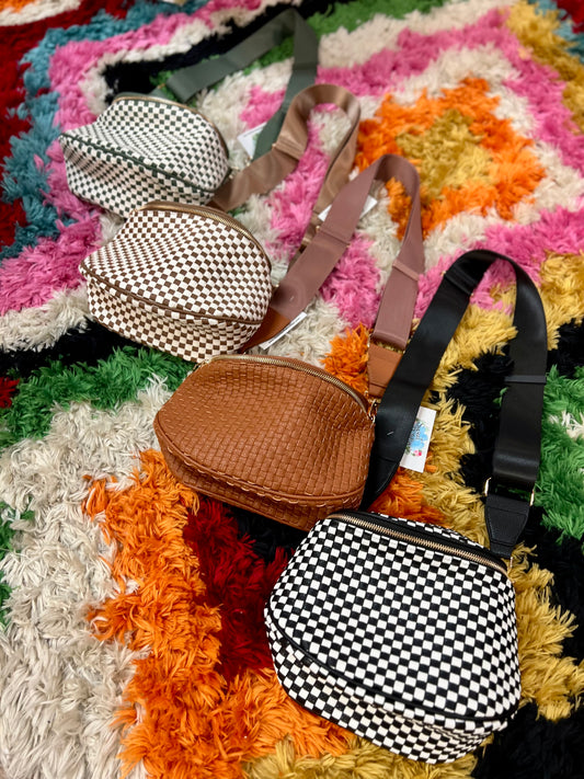 Checkered Faux Leather Bum Bag