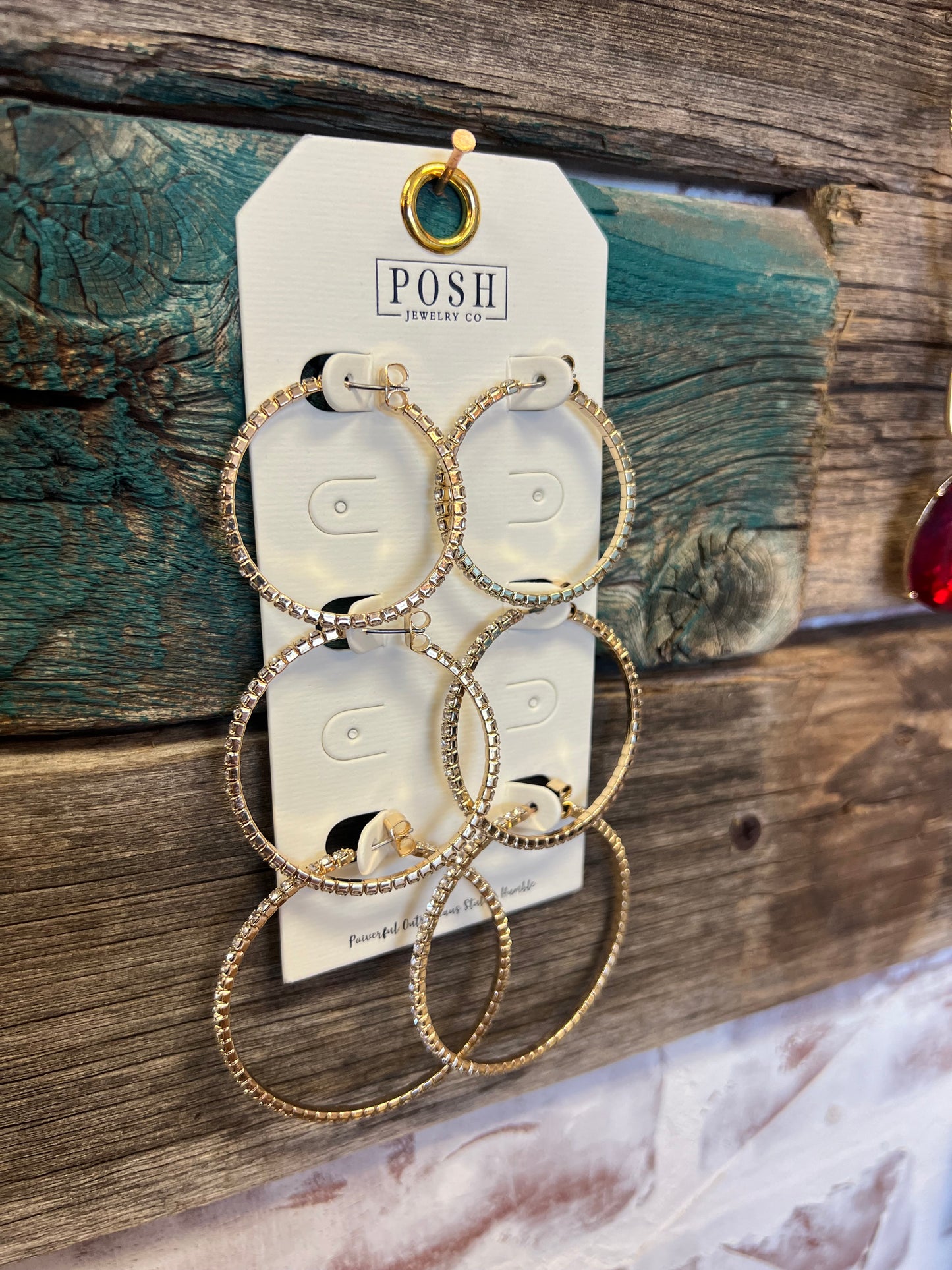 Gold Rhinestone Hoop Earrings