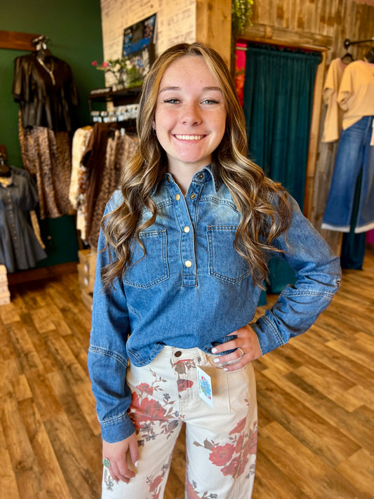 Button Up Denim Top