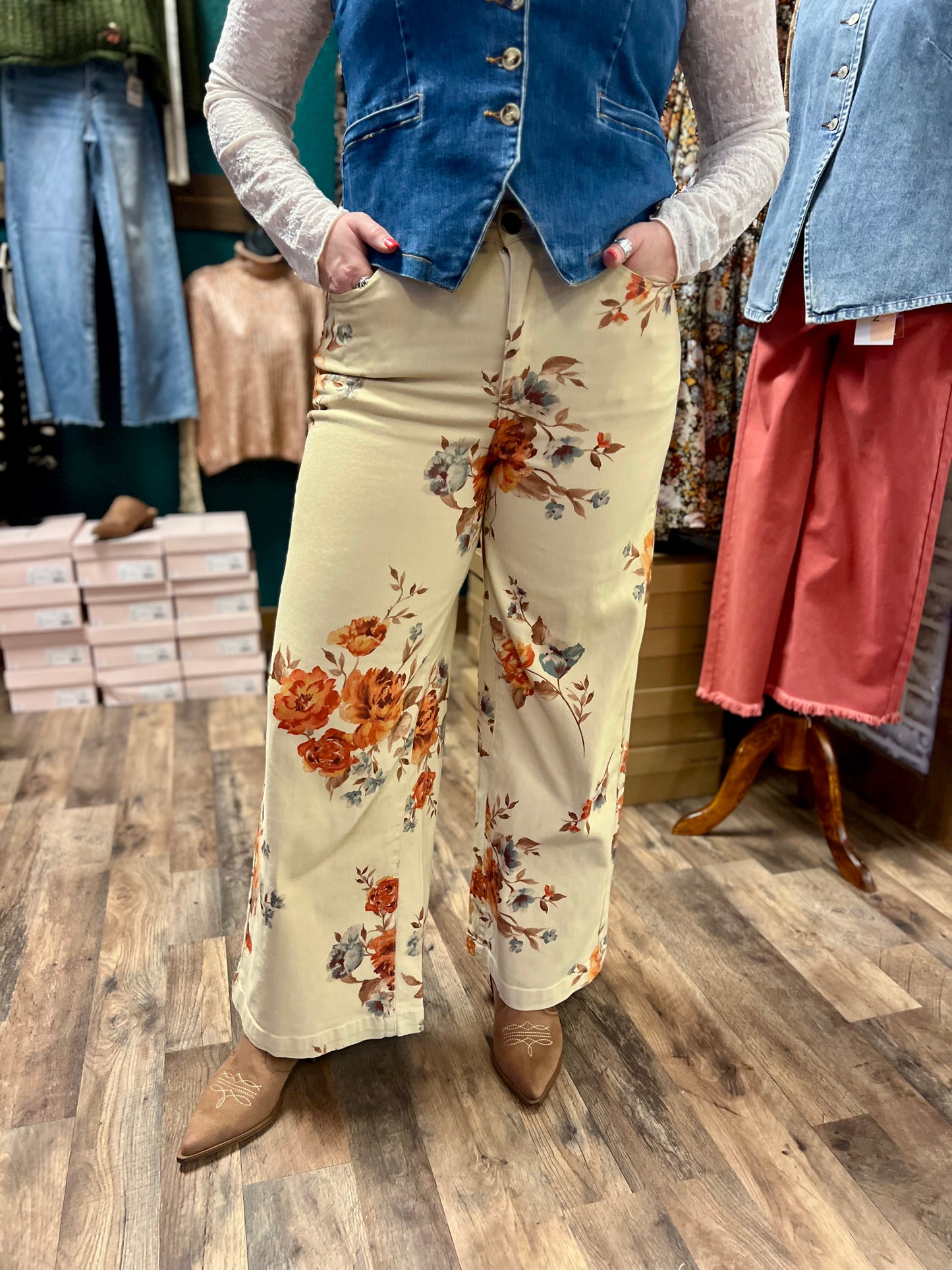 Khaki Floral Pant