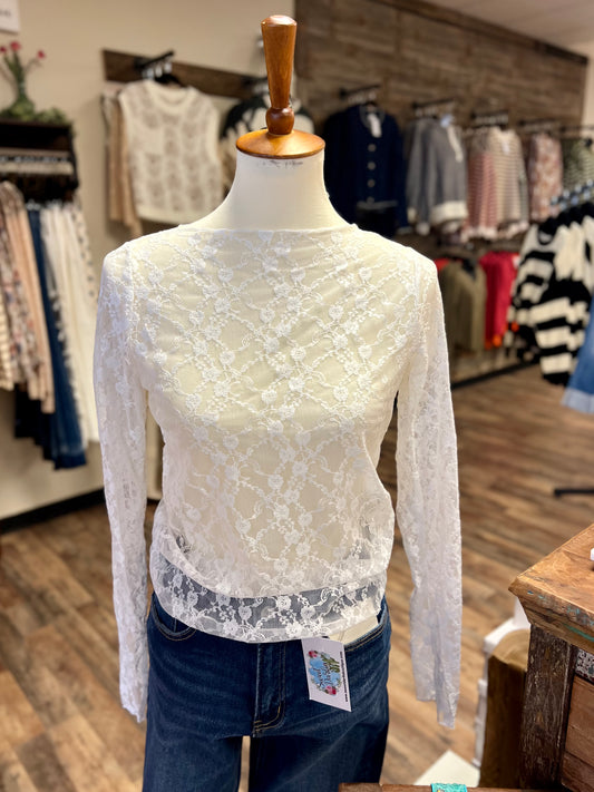 White Lace Mesh Top