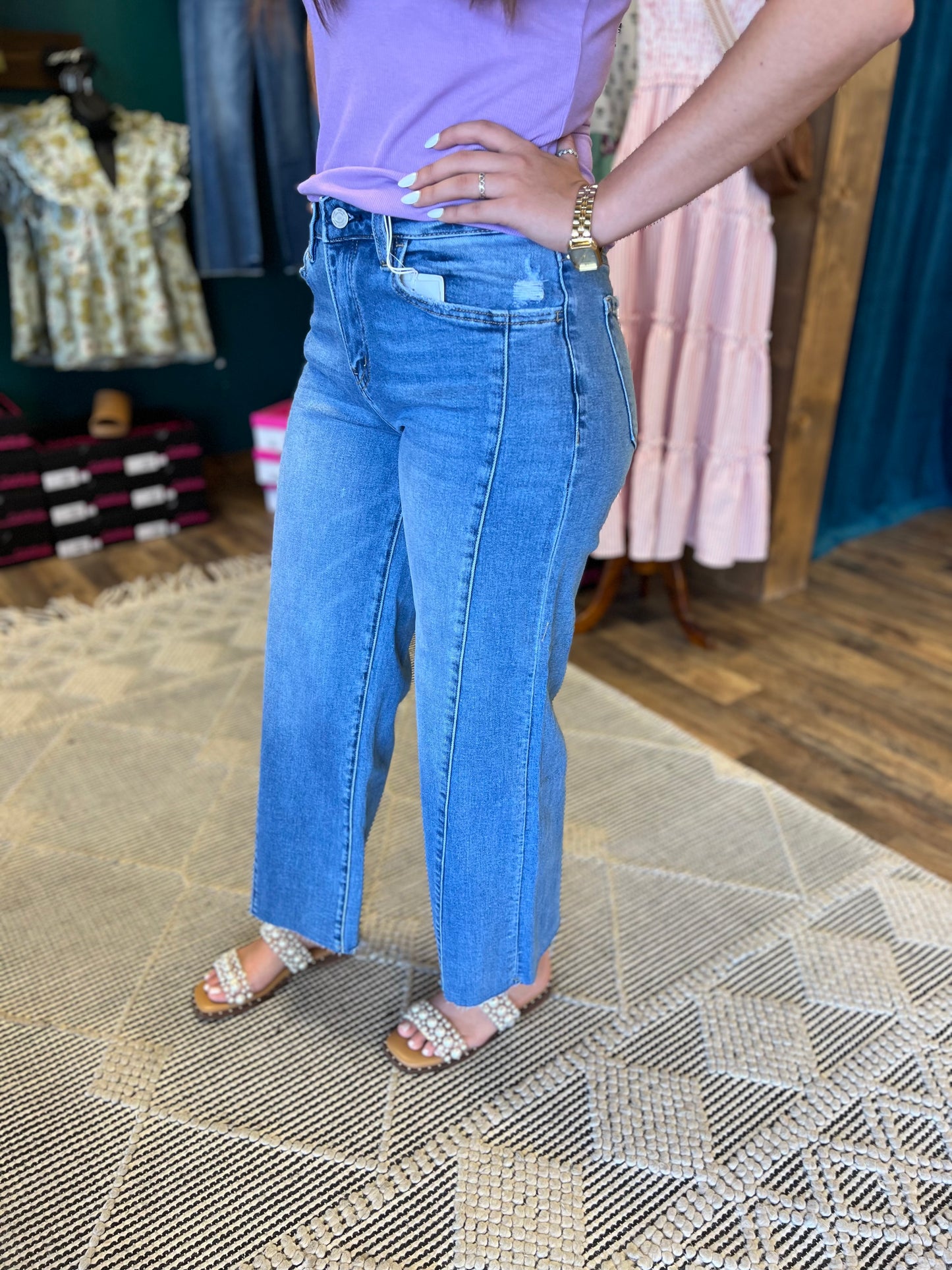 Frayed Hem Wide Leg Jean