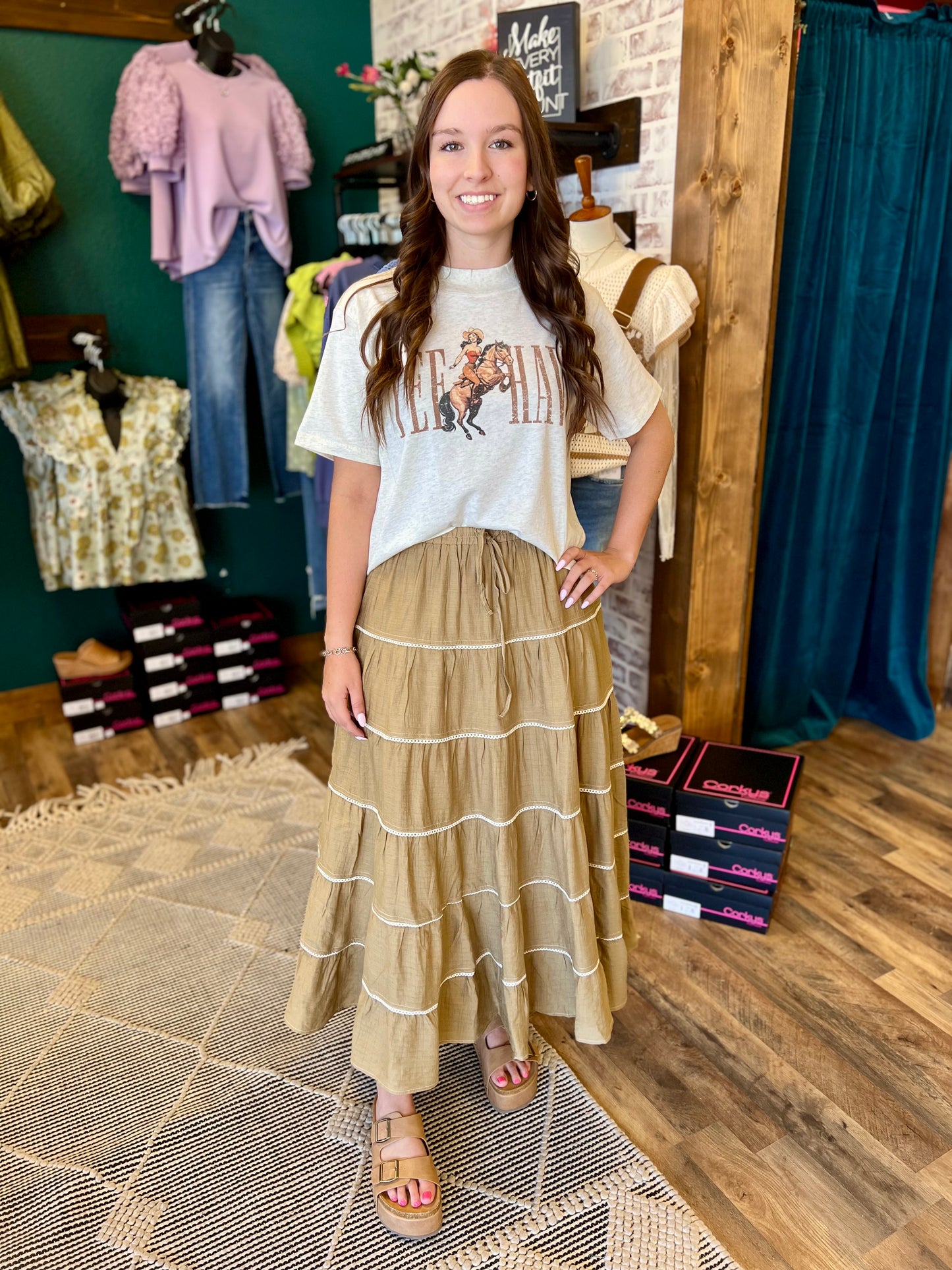 Dark Taupe Tiered Skirt