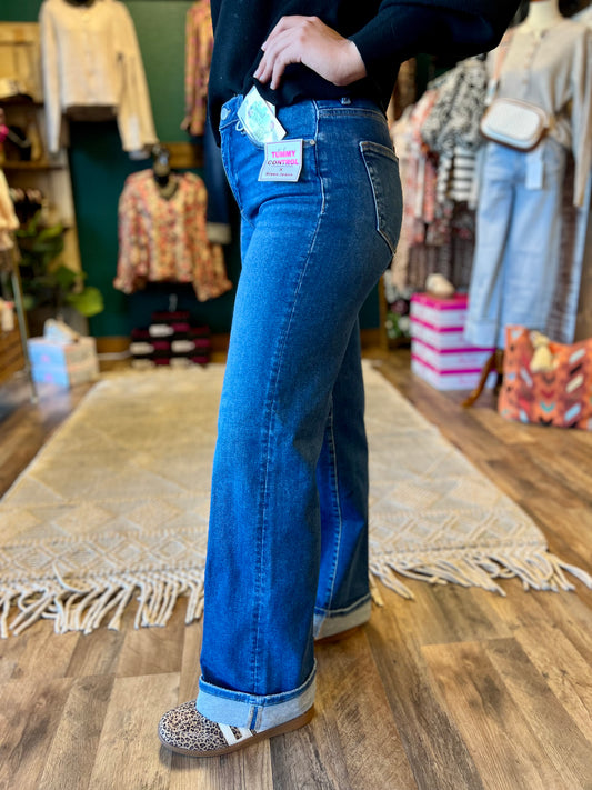 Risen High Rise Wide Leg Cuffed Jean