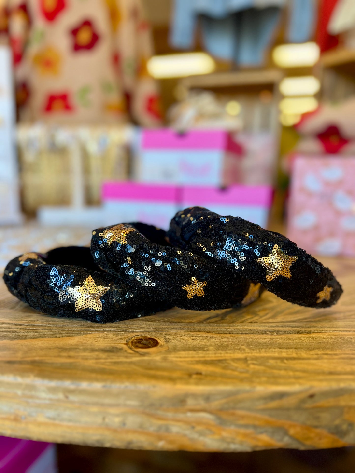 Black & Gold Star Sequin Headband