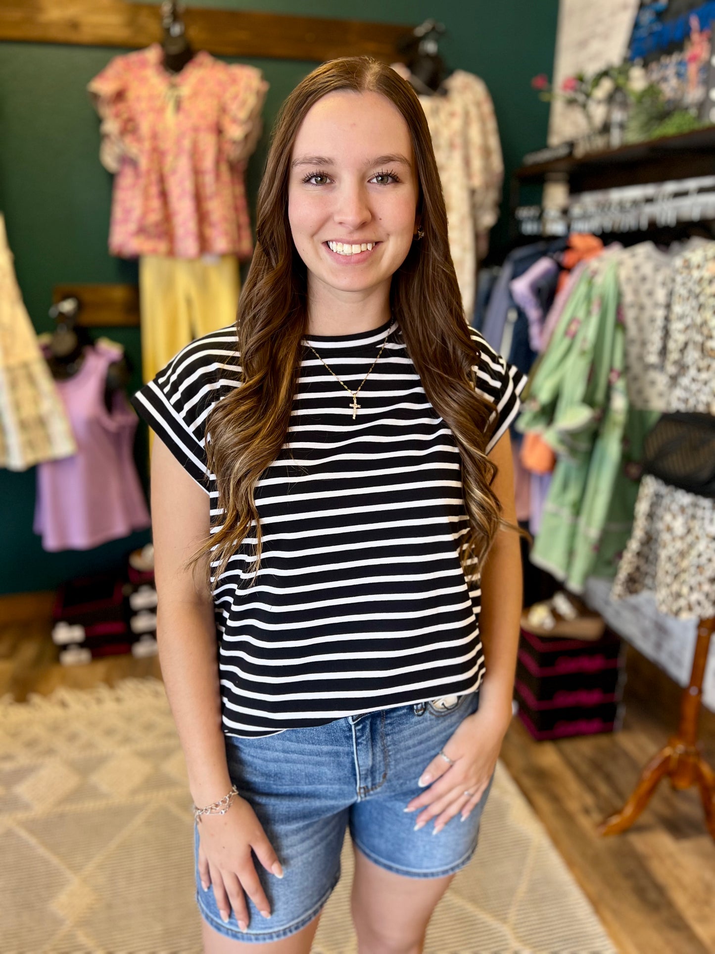 Striped Cap Sleeve Top