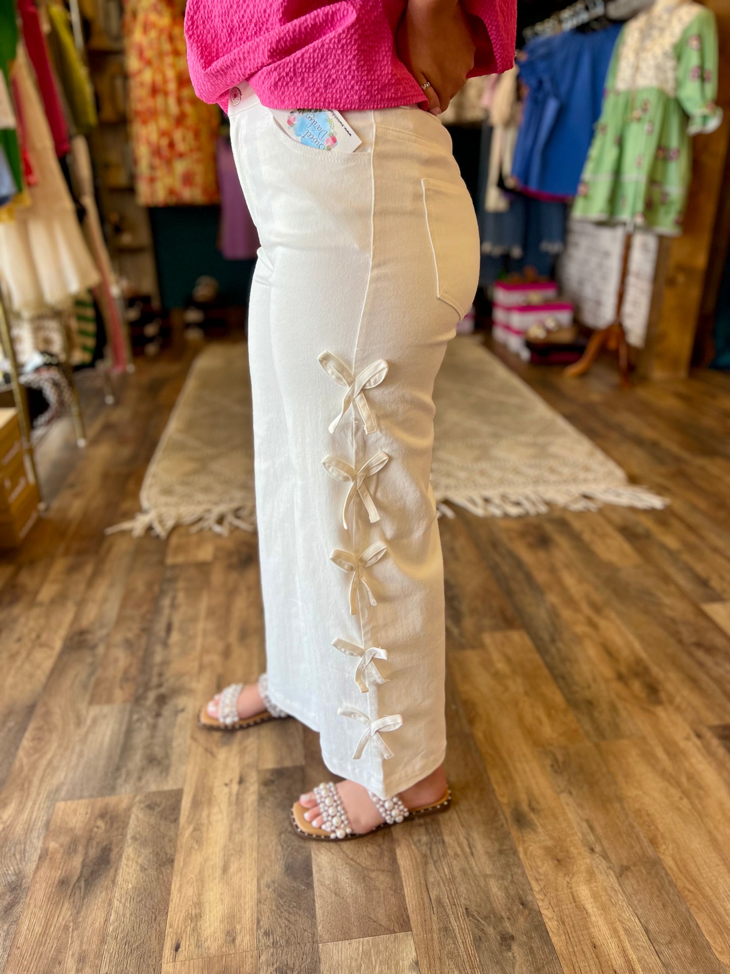 White Bow Pants