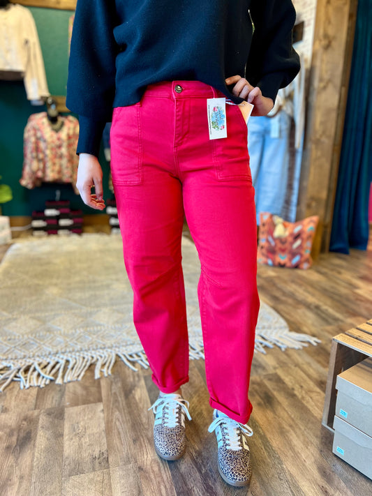 Risen Scarlet High Rise Barrel Jean