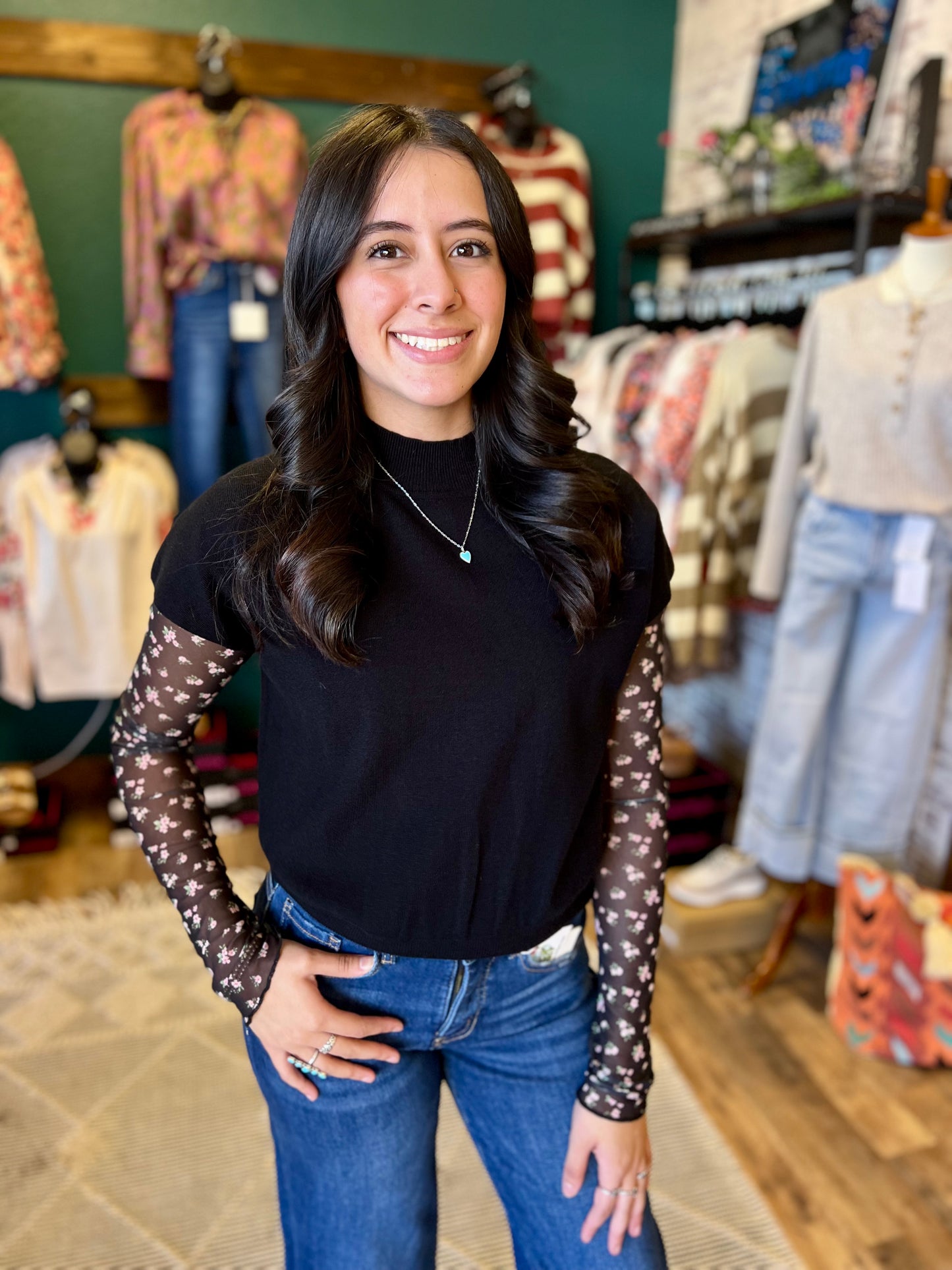 Cap Sleeve High Neck Sweater Top