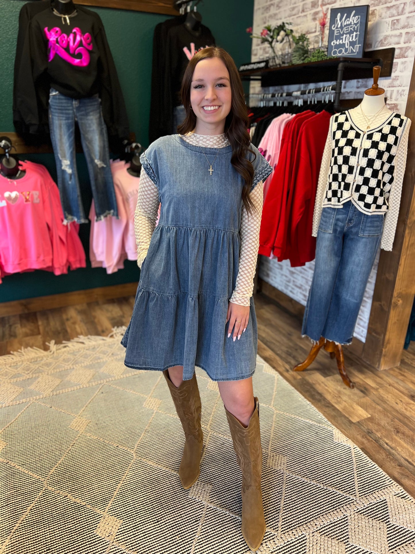 Tiered Denim Dress
