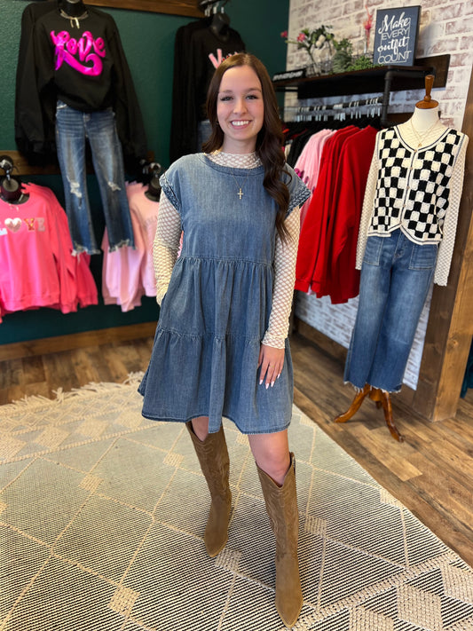 Tiered Denim Dress