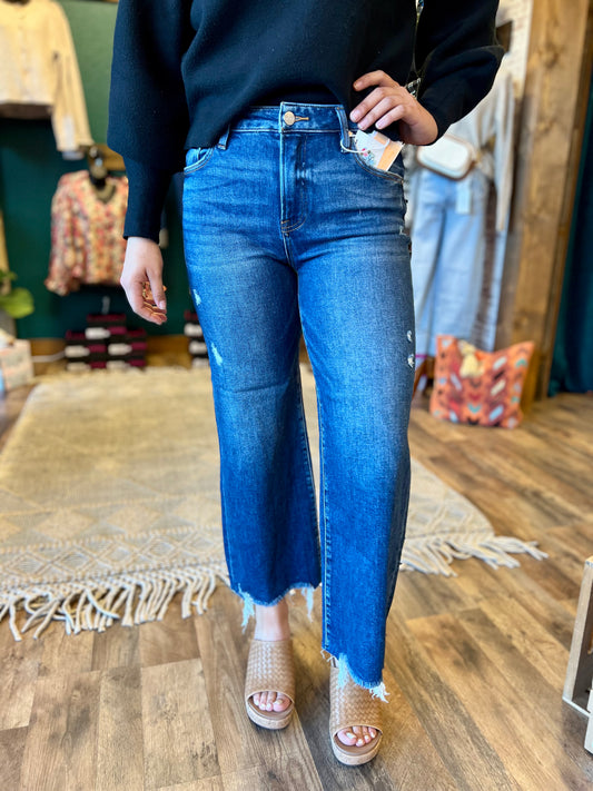 Risen High Rise Crop Wide Leg Jean