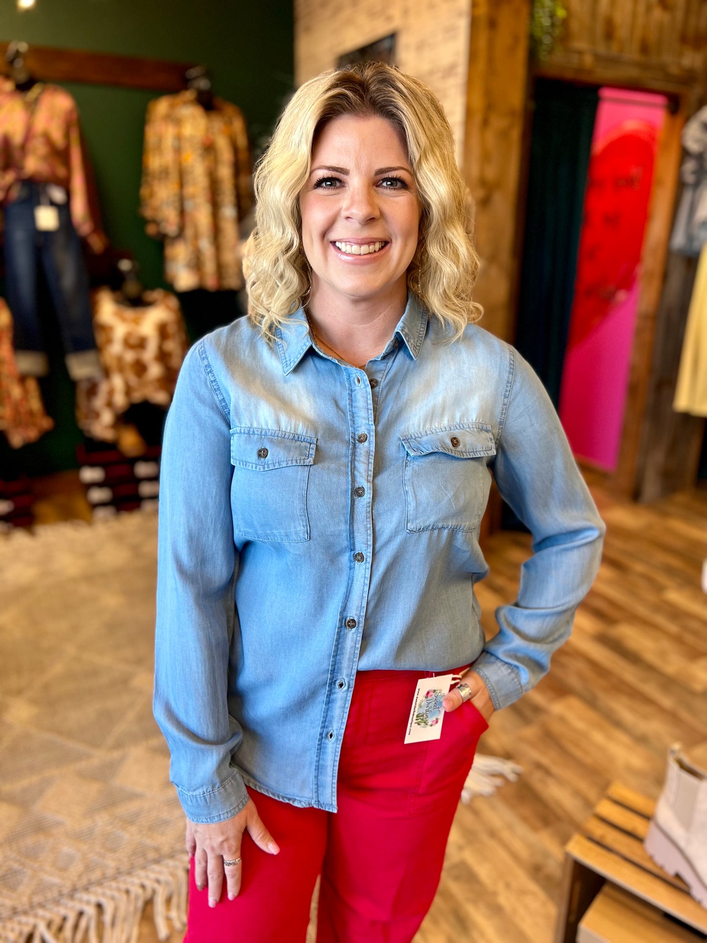 Chambray Button Up Top