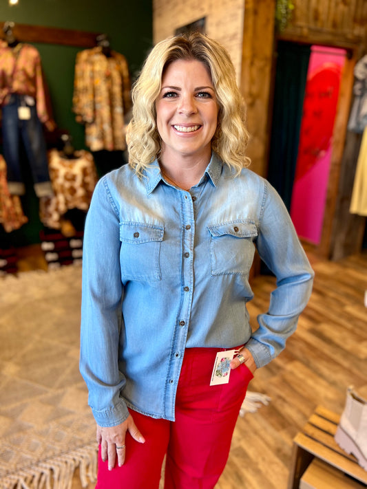 Chambray Button Up Top