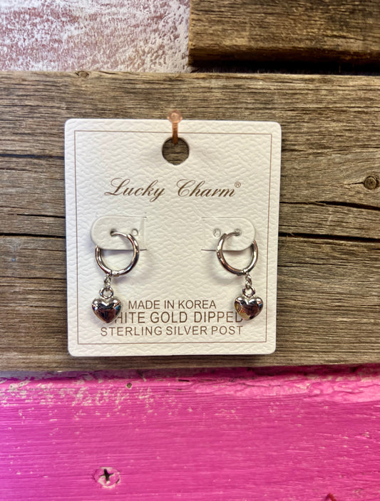 Silver Hoop Heart Earring