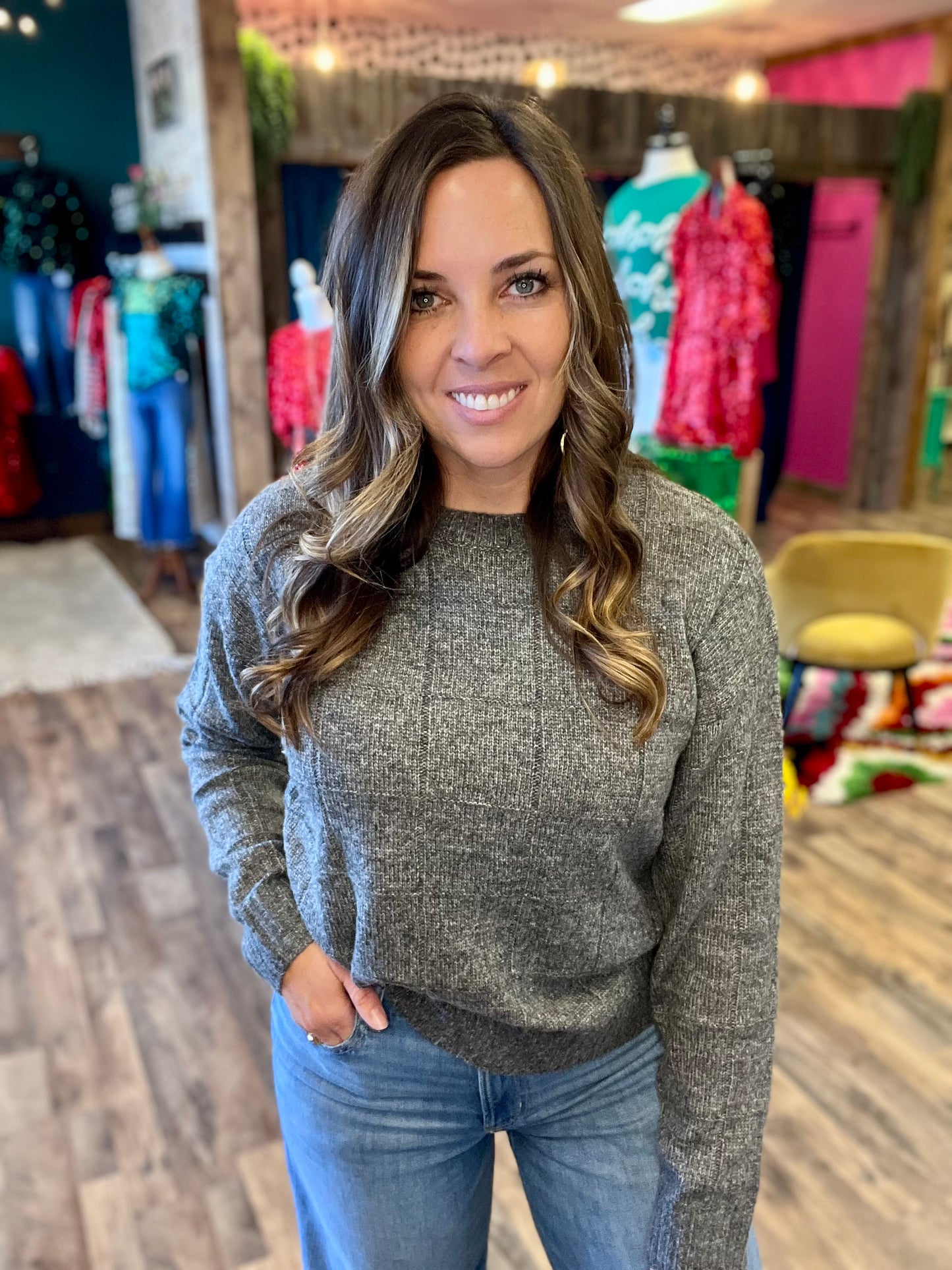 Subtle Checkered Knit Sweater