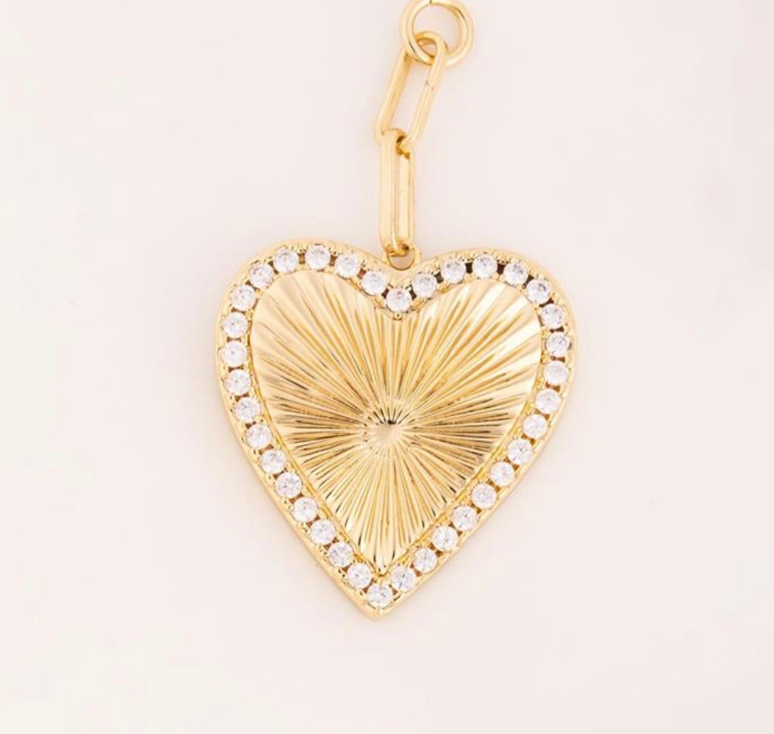 Pave Heart Bag Charm