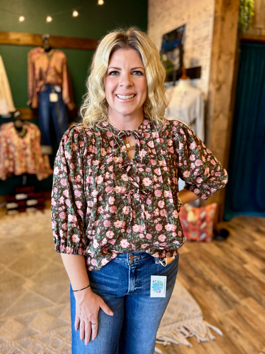 Chocolate Floral Peplum