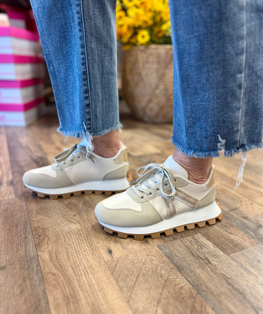 Mimi Gold & Taupe Tennis Shoe
