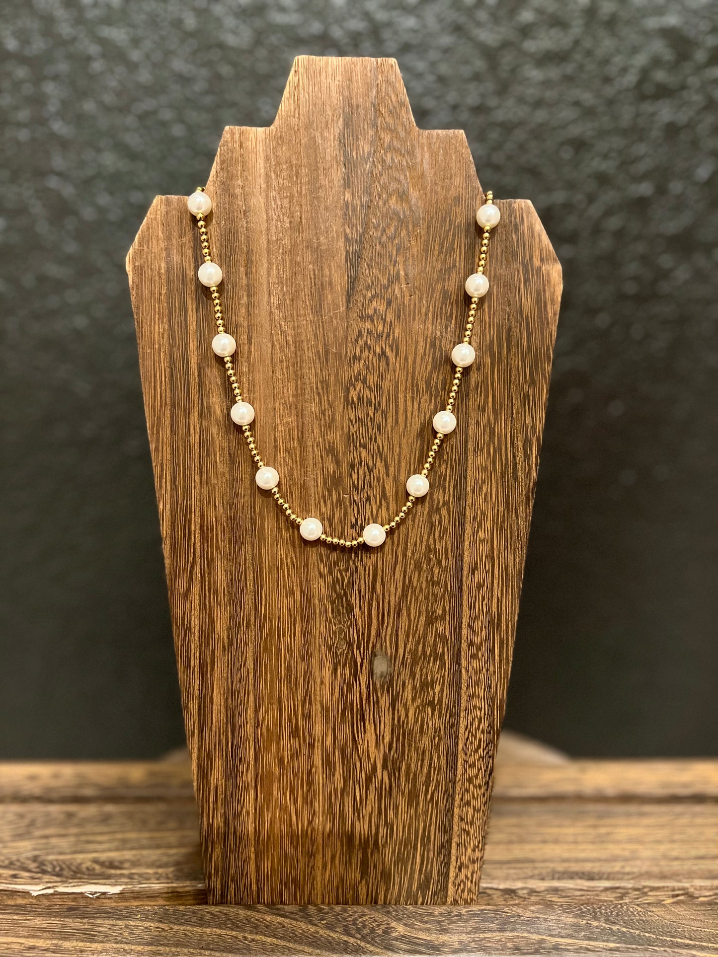 Gold Pearl Beaded Necklace