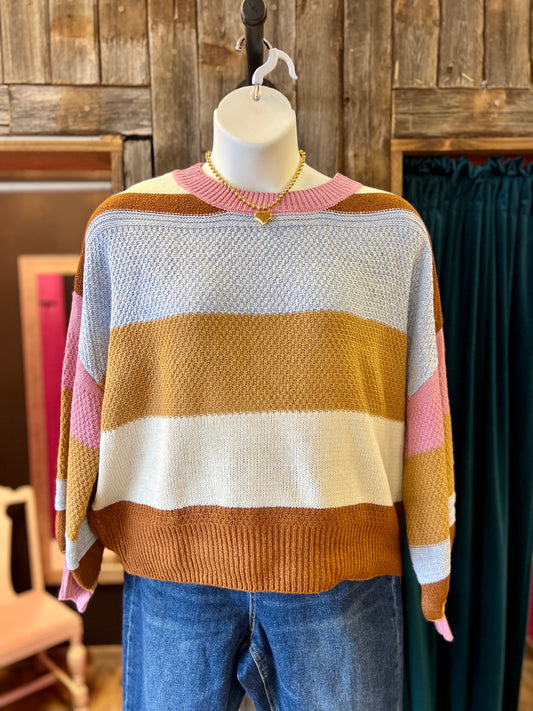 Rust & Rose Color Block Sweater