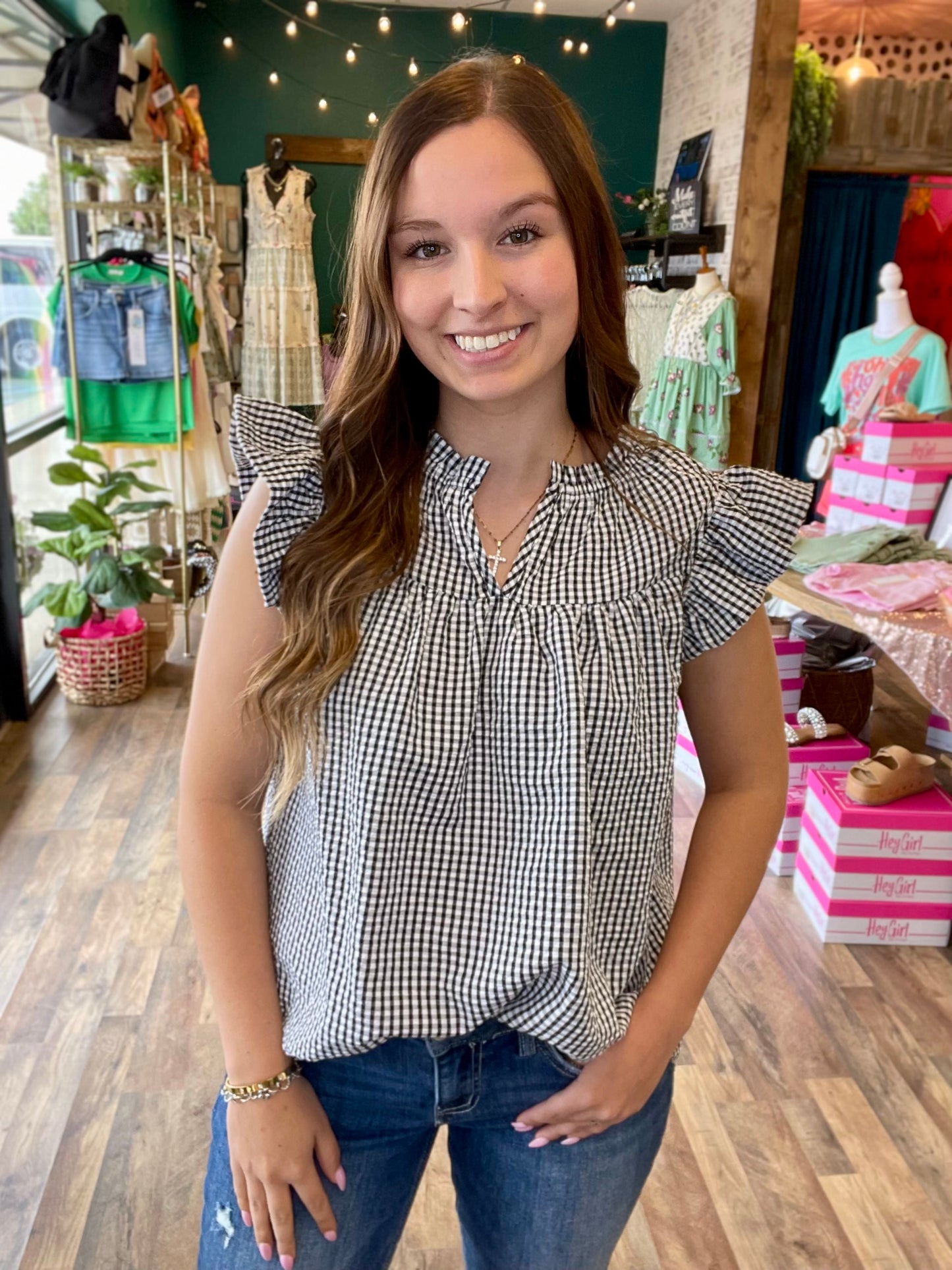 Black & White Gingham Top