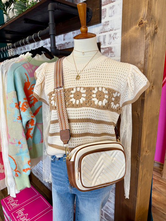 White Chevron Cross Body