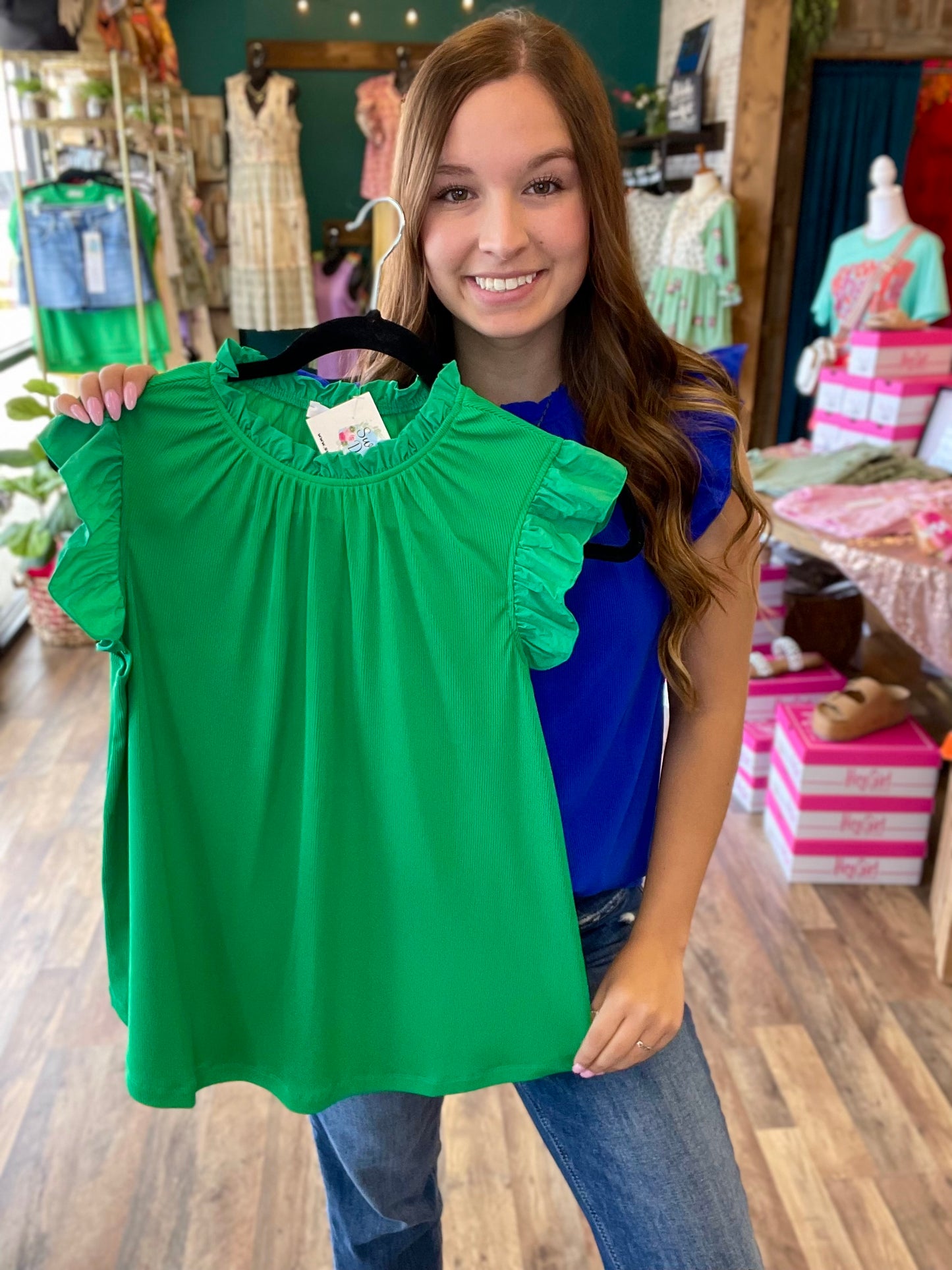 Multi Fabric Ribbed Top