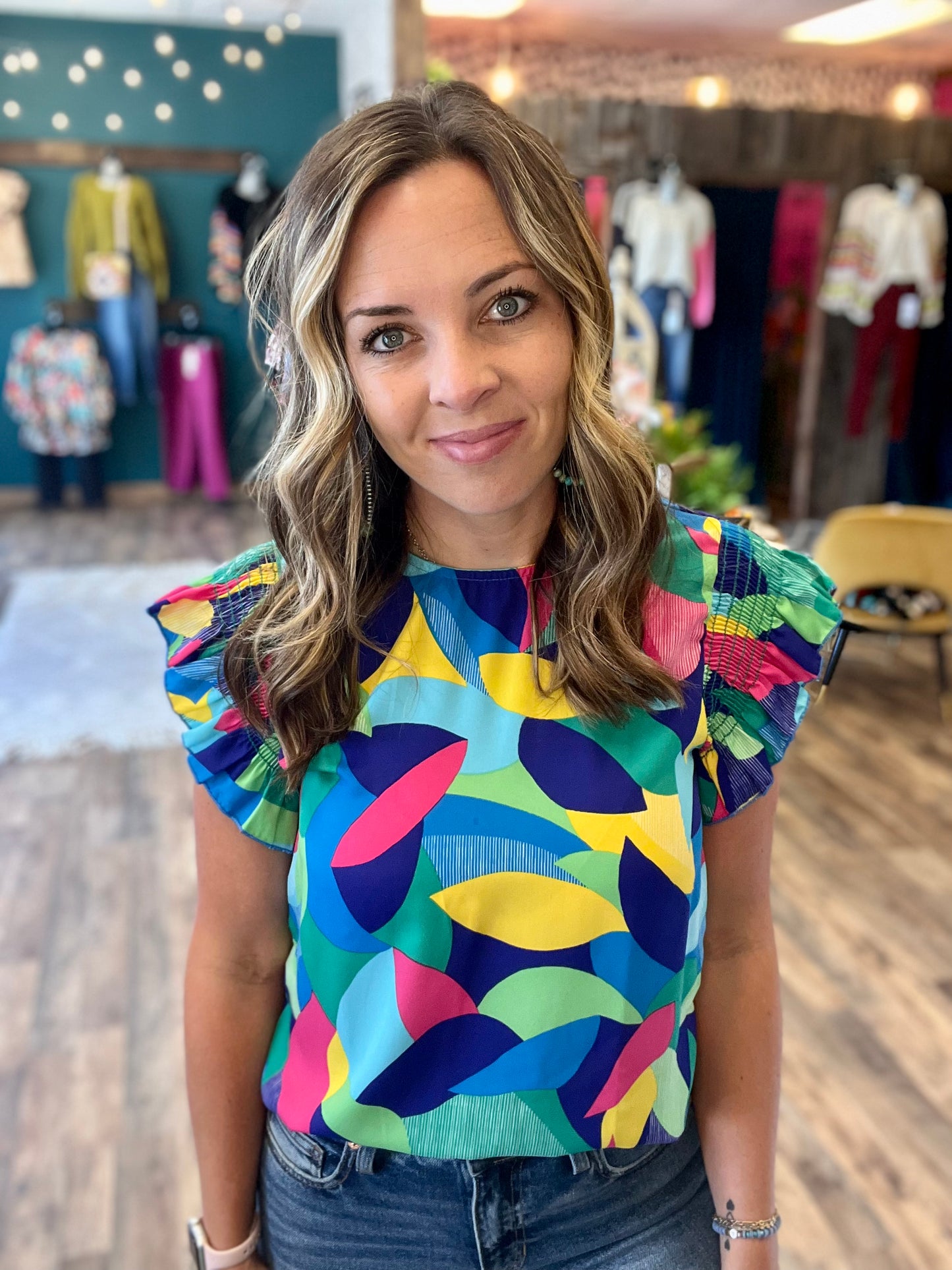 Blue Geometric Top