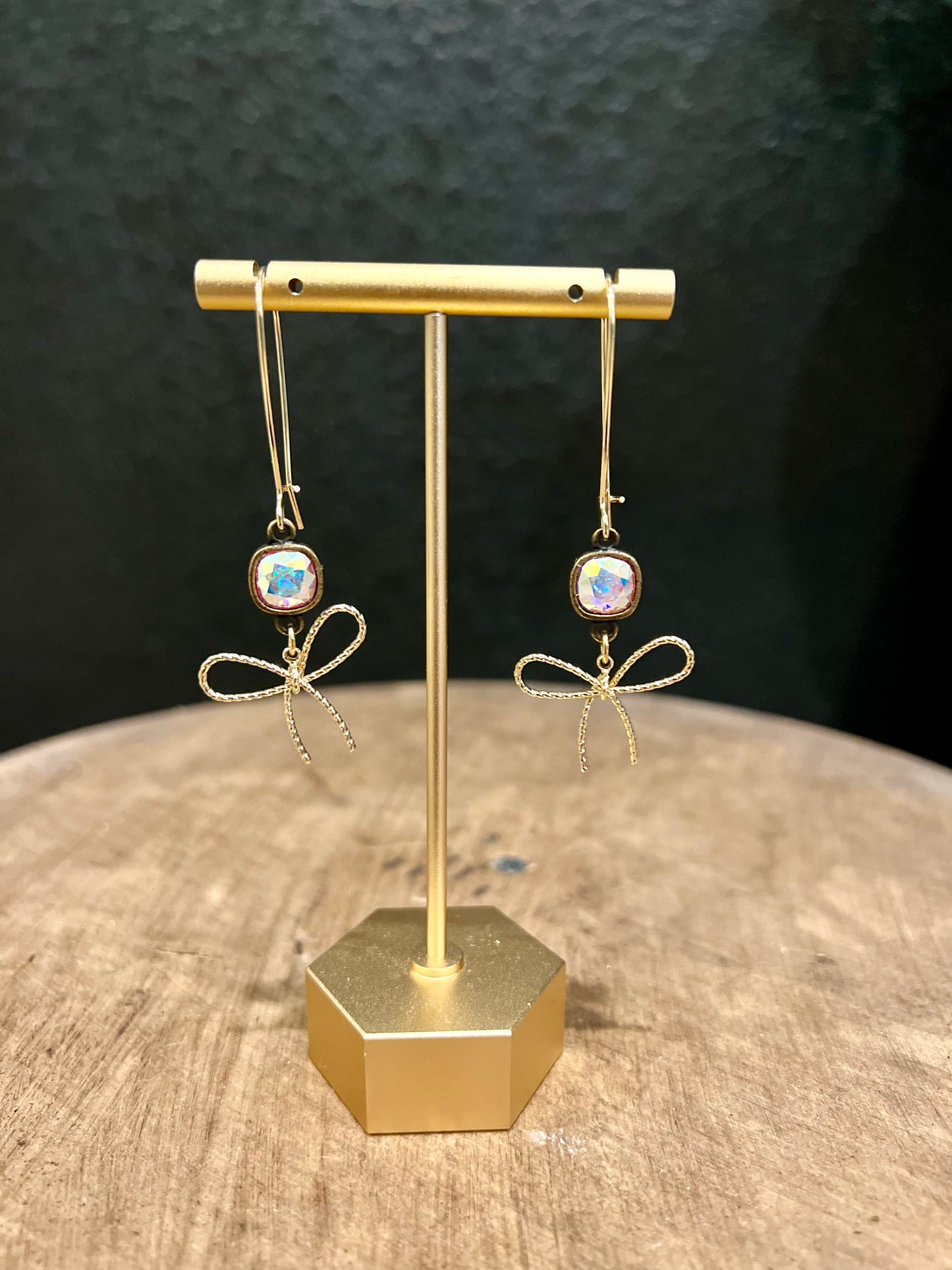 Dainty Bow Diamond Drop Earring