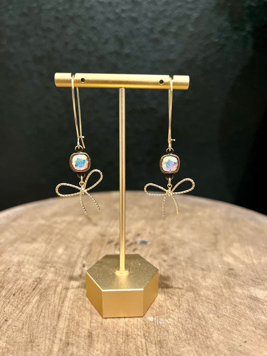 Dainty Bow Diamond Drop Earring
