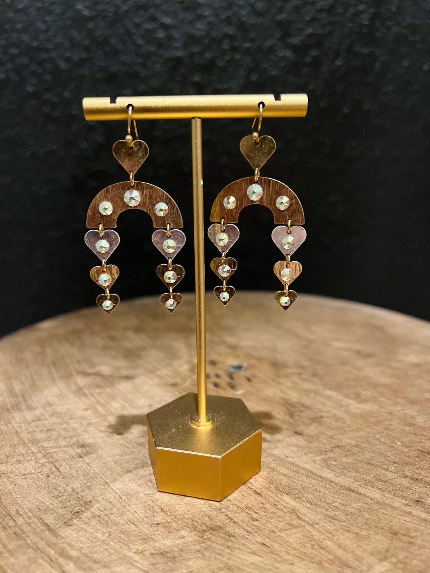 Rainbow Heart Drop Earring