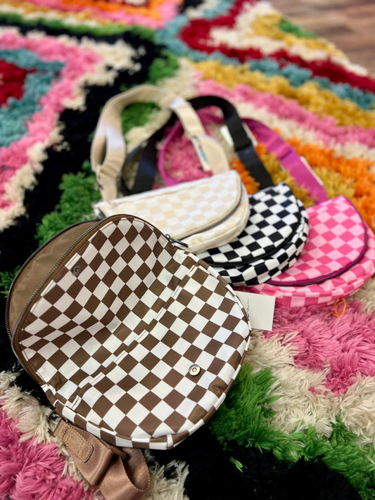 Nylon Checkered Bum Bag