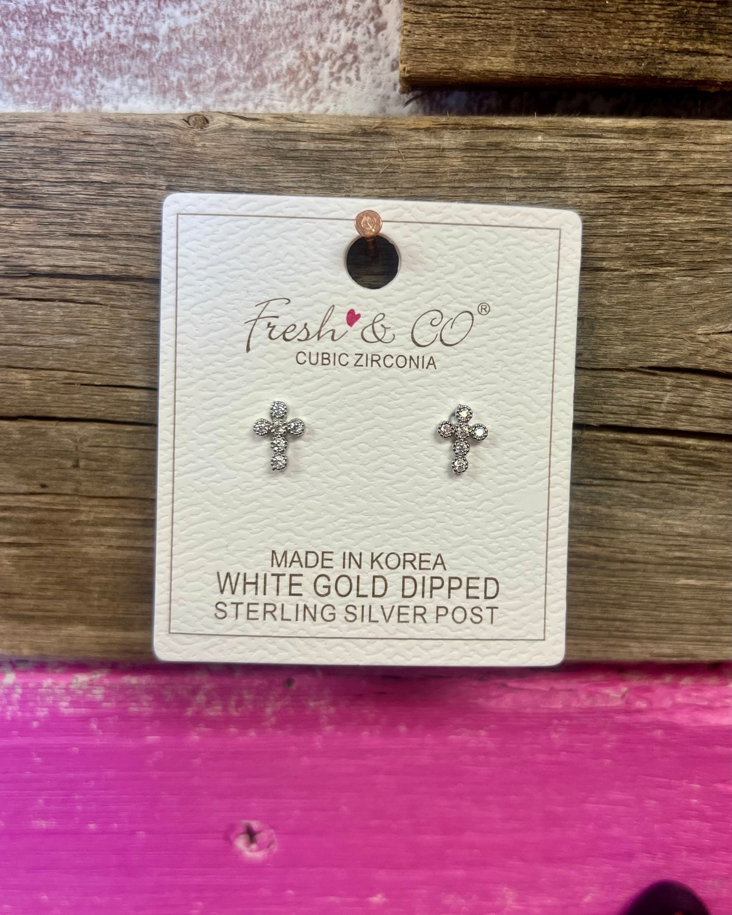 Silver Bubble Cross Stud