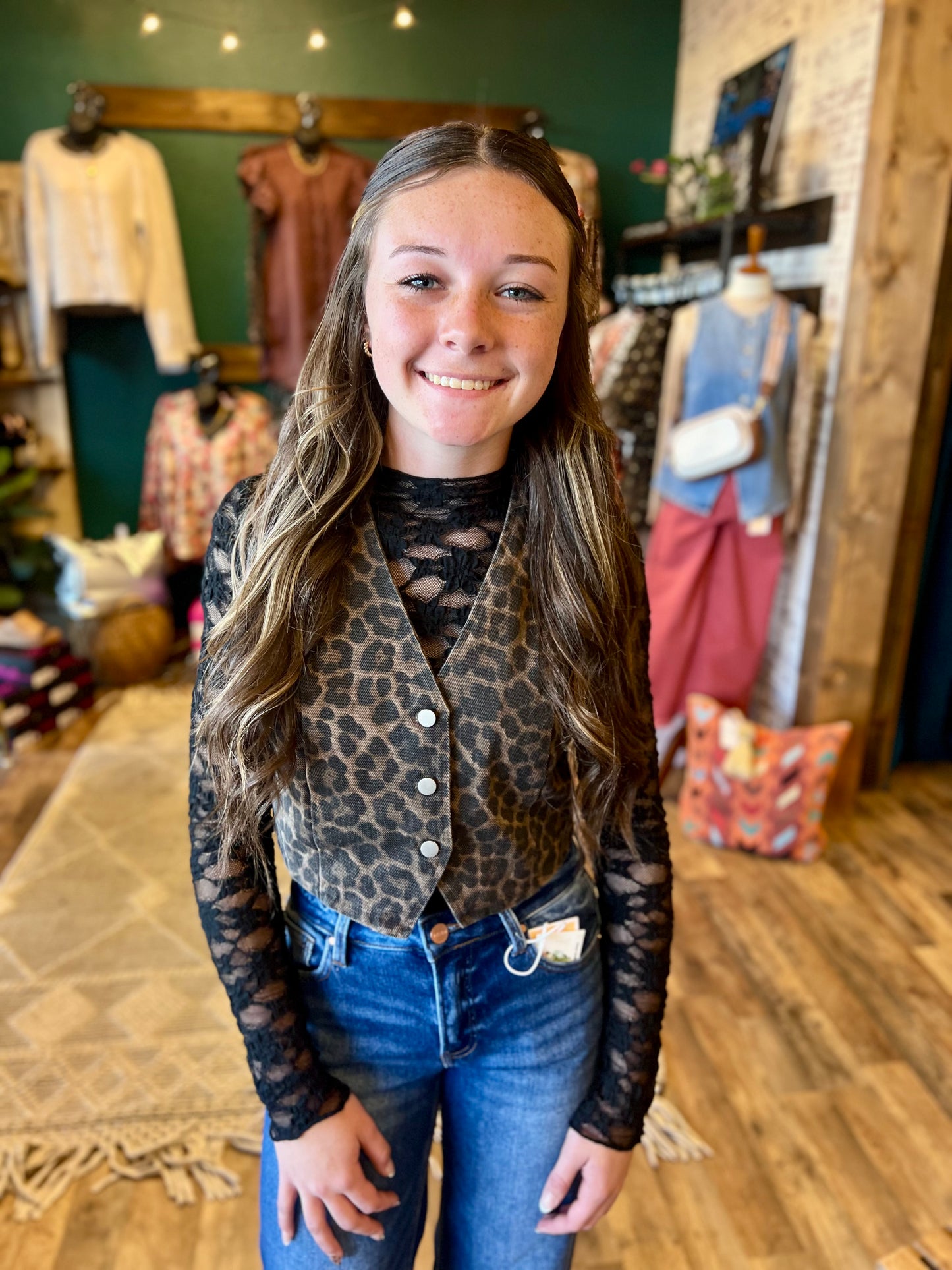 Leopard Button Up Vest