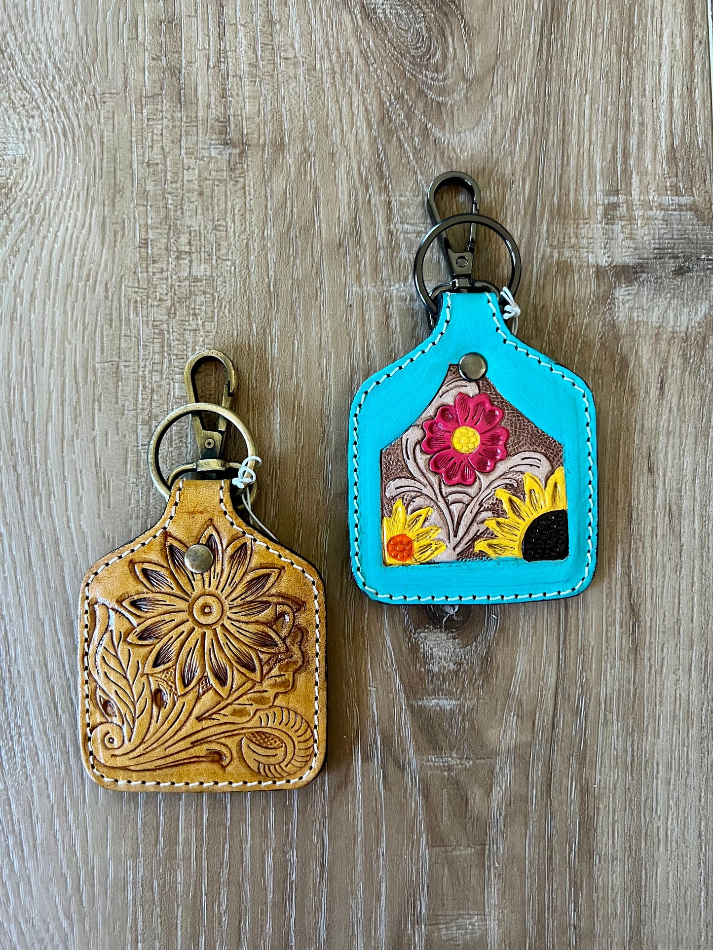 Leather Ear Tag Keychain