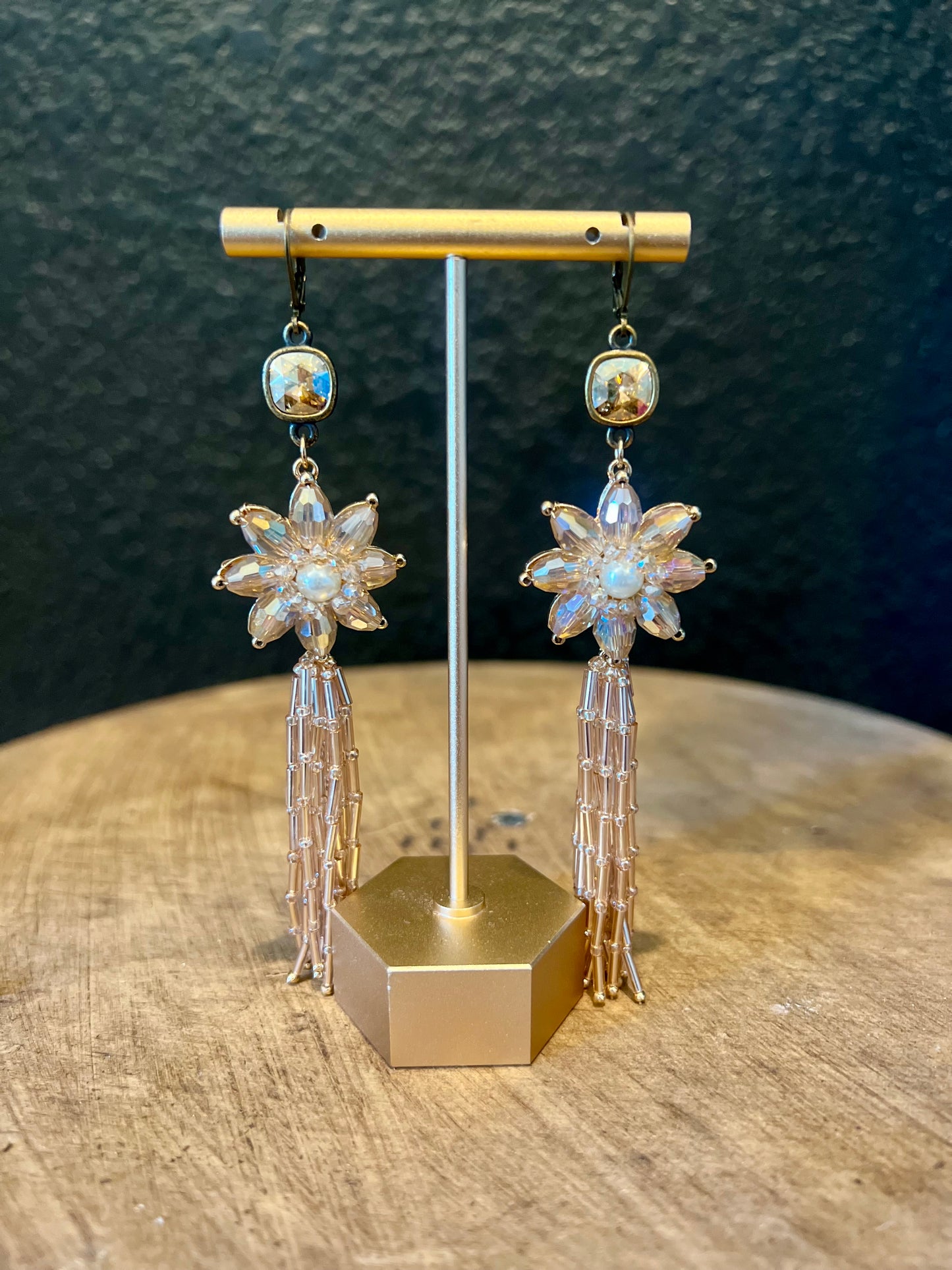 Bronze Beaded Fringe Earring