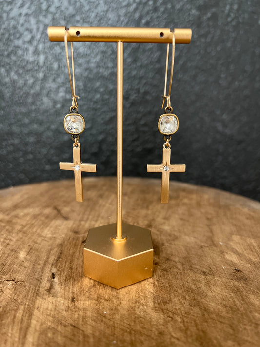 Kidney Wire Cross Earring
