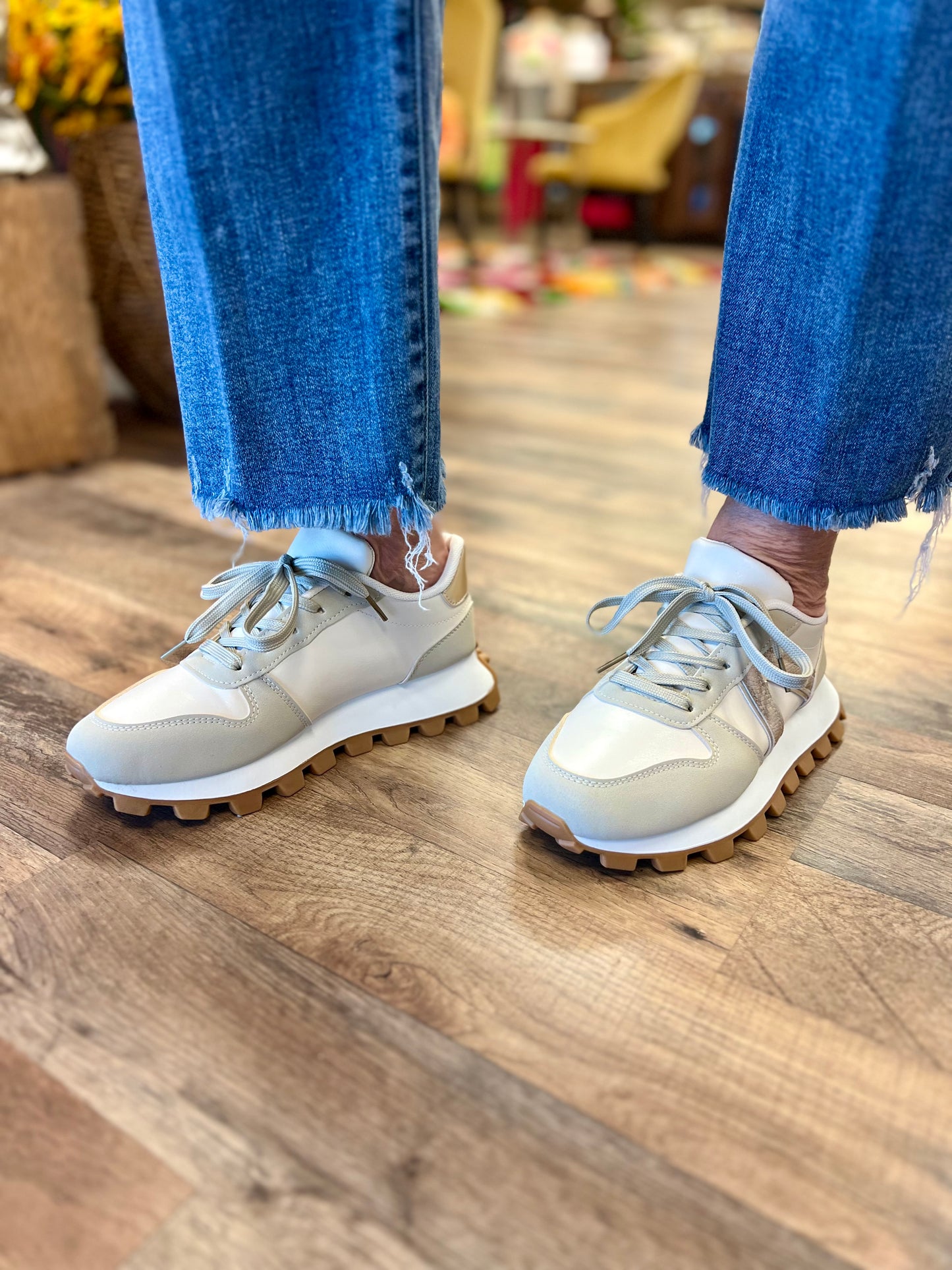 Mimi Gold & Taupe Tennis Shoe